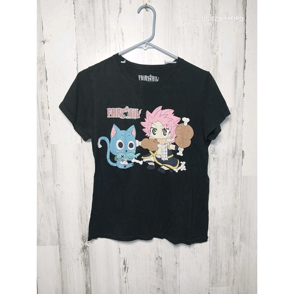 Fairy Tale Anime Black Graphic Crew Neck Tee Women's Large